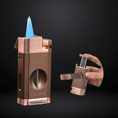 Cigarol Cigar Lighter Double Jet Flame and Cigar Cutter – Bronze