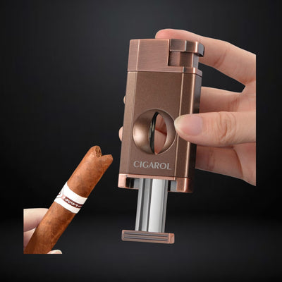 Cigarol Cigar Lighter Double Jet Flame and Cigar Cutter – Bronze