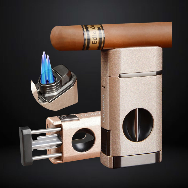 Cigarol Cigar Lighter with Cigar Cutter – Gold