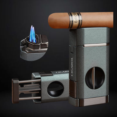 Cigarol Cigar Lighter with Cigar Cutter – Green