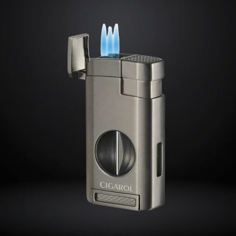 Cigarol Cigar Lighter with V Cutter – Gunmetal