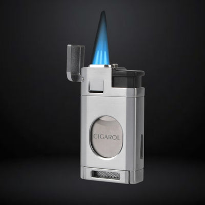 Cigarol Lighter with O Cigar Cutter – Gray