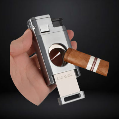 Cigarol Lighter with O Cigar Cutter – Gray