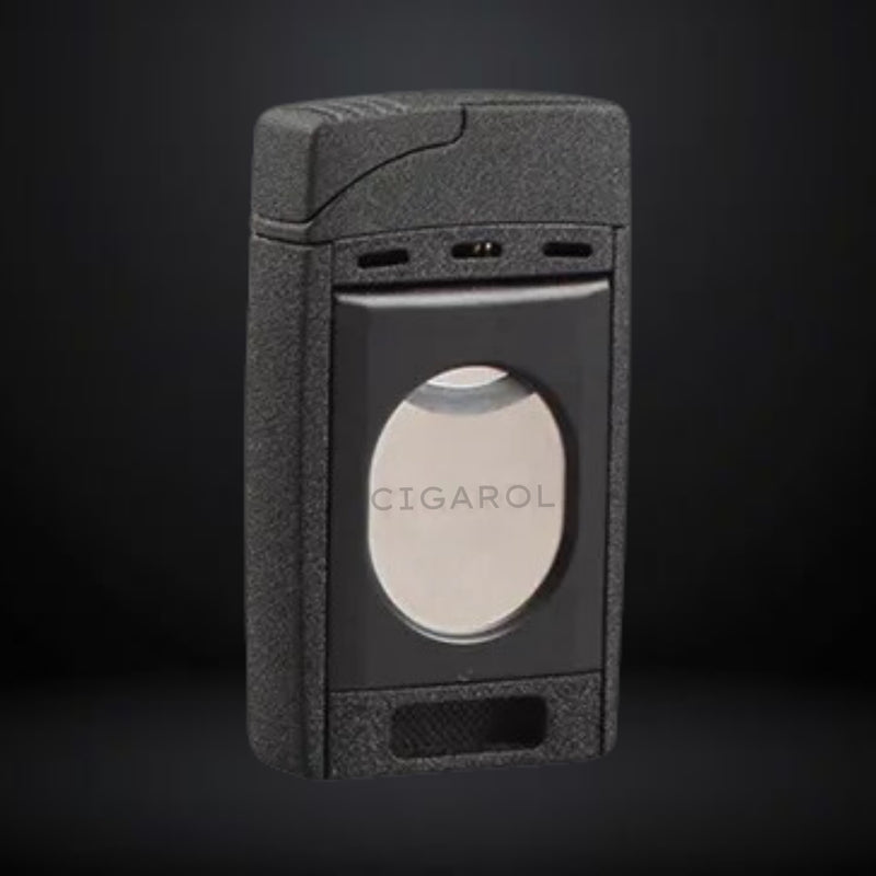 Cigarol Lighter with Two Blade Cigar Cutter – Black