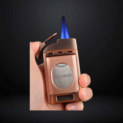 Cigarol Lighter with Two Blade Cigar Cutter – Bronze