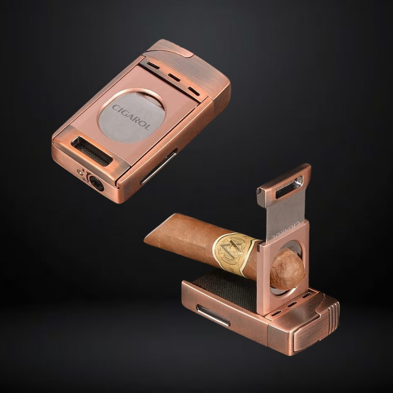 Cigarol Lighter with Two Blade Cigar Cutter – Bronze