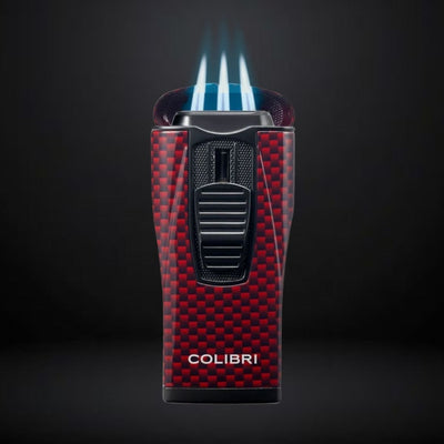 Colibri Cigar Lighter Monaco Triple Jet – Carbon Fibre Red