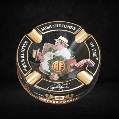 Ashtray Arturo Fuente Round Decorated Ceramic - Black