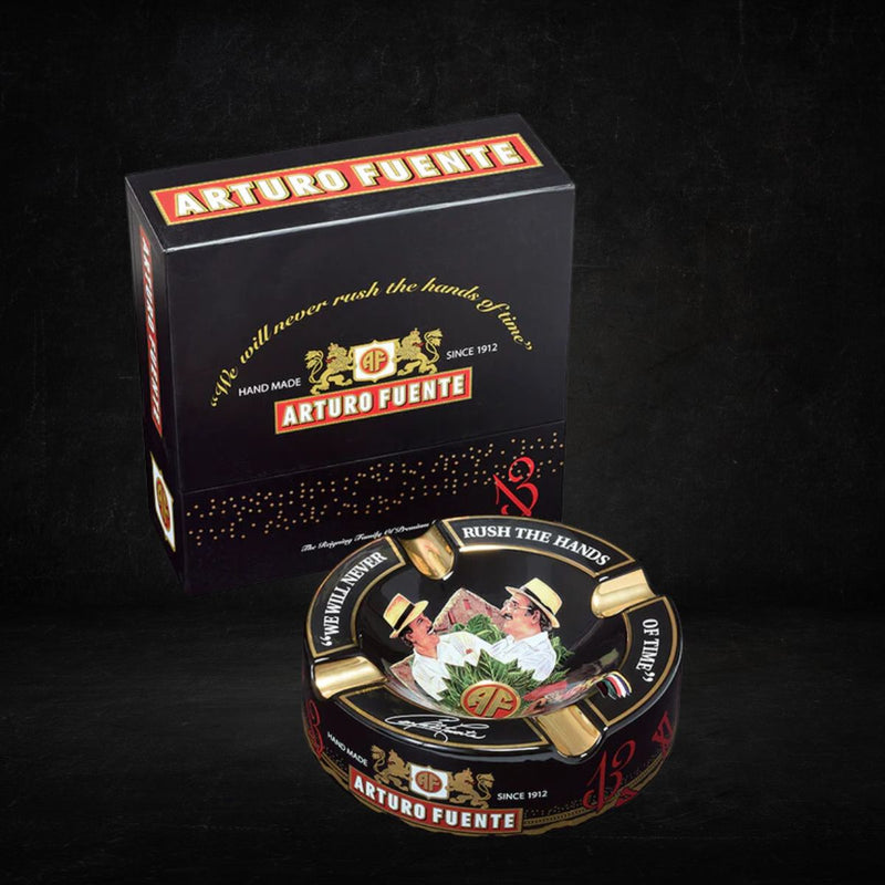 Ashtray Arturo Fuente Round Decorated Ceramic - Black